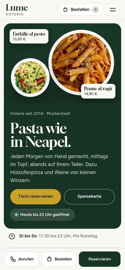 Demo Osteria Lume am Handy